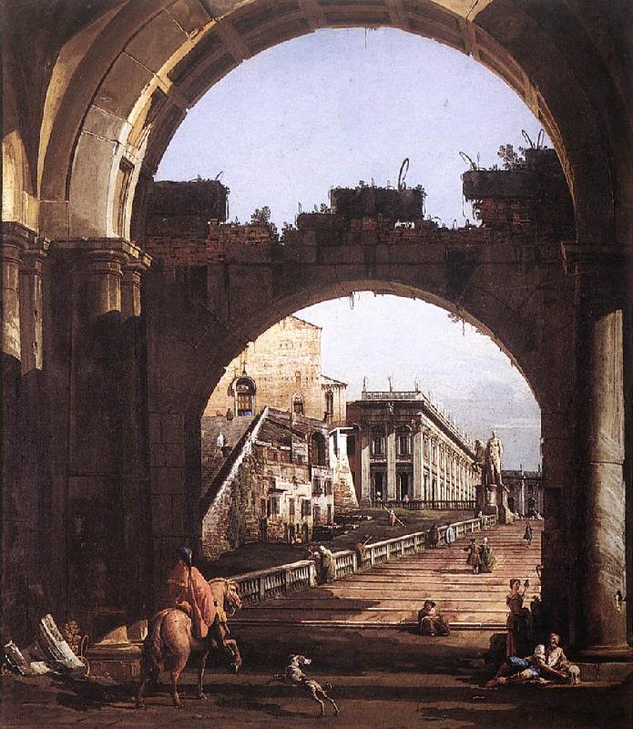 Bernardo Bellotto Capriccio of Capital France oil painting art